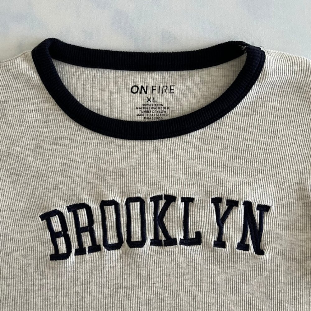 On Fire Brooklyn Cotton Ribbed Ringer Baby Tee - Picture 4 of 5